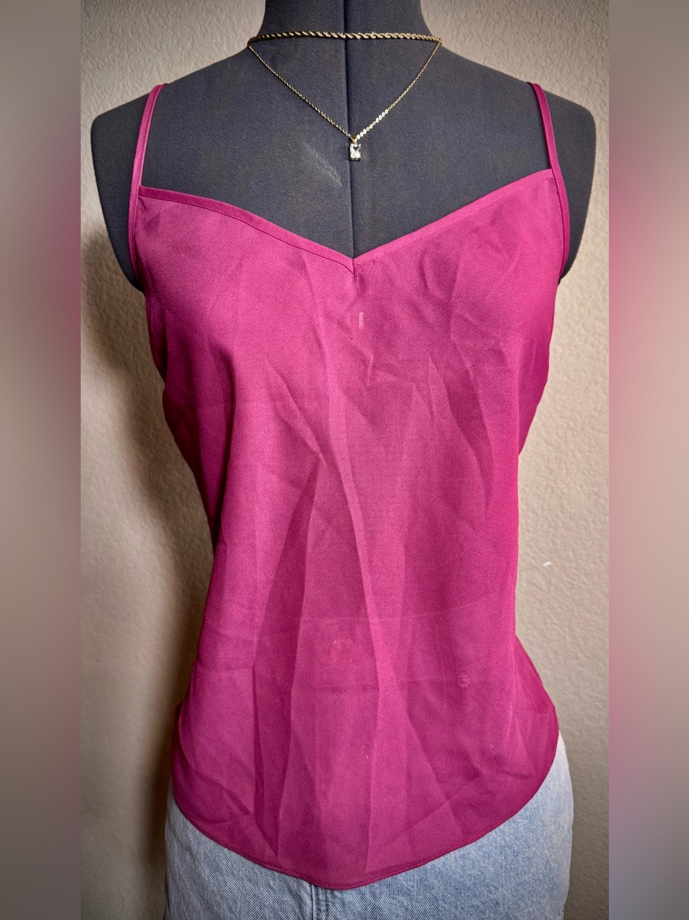 100% Silk Mauve Purple Tank Top Camisole L